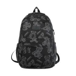 Dickly Damen-Rucksack, Reise-Tagesrucksack, verstellbarer Schultergurt, Nylon-Büchertasche, Rucksack für Pendler, Ausflüge, Einkaufen, Camping, Studenten, Schwarz von Dickly