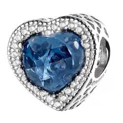 Dickly Herz-Charm, Perlen mit großem Loch für Schlangenketten, Herz-Perlen, Abstandshalter für selbstgemachte, handgefertigte Schmuckherstellung, Blau von Dickly