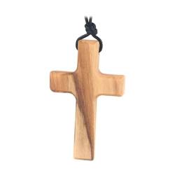 Dickly Olivenholz Kreuz Halskette Holz Kreuz Anhänger Geschenk Holz Kreuz Kruzifix handgeschnitzt für Geburtstag Valentinstag Männer und Frauen von Dickly
