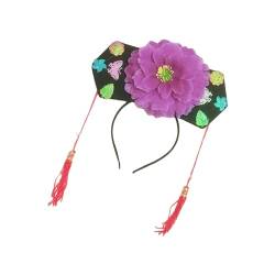 Dickly Qing Stirnband mit Quaste, Kaiserin-Kopfschmuck, Kopfbedeckung, Haarreifen, Blumen-Haarband für Frauen und Mädchen, zum Anziehen, Geburtstag, Hochzeit, lila von Dickly