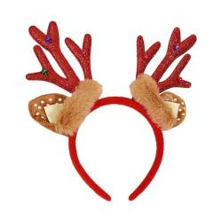 Dickly Rentier-Stirnband, Feiertags-Stirnband, Weihnachtsgeweih-Stirnbänder, Weihnachts-Stirnbänder für die Osterparty, Rot von Dickly