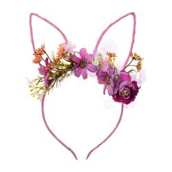 Dickly Stirnband mit Osterhasenohren, Haarreifen, Stirnband für Kinder und Erwachsene, Kopfbedeckung, Kostümzubehör für Karneval, Hochzeit, Pink Lila von Dickly