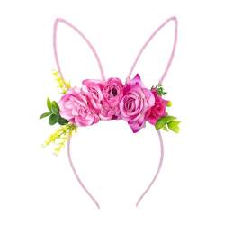 Dickly Stirnband mit Osterhasenohren, Haarreifen, Stirnband für Kinder und Erwachsene, Kopfbedeckung, Kostümzubehör für Karneval, Hochzeit, Rosa von Dickly