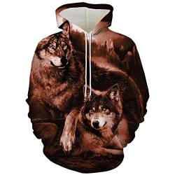 Dickplay Kapuzenpullover 3D Wolf Print Herren Sweatshirt Langarm Hoodie Sport Herren Kordelzug Kapuze Sweatshirt-Q06_6XL von Dickplay