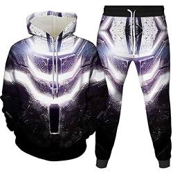 Dickplay Kapuzenpullover Cooler Hoodie 3D-Digitaldruck Herren- Und Damen-Herbst- Und Wintersportbekleidung 2-Teilige Outfits Set-Silver_Xl von Dickplay