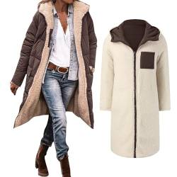 Didadihu Damen Wintermantel Lang Gefüttert Stehkragen Daunenmantel Warmer Puffer Wintermäntel Norway Wollmantel Gefüttert Norway Winter Mantel Coat Softshellmantel Softshell Puffer von Didadihu