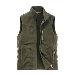 Didadihu Daunenweste Herren, Ärmellos Fleeceweste 5Xl Weste Arbeitsweste Herbst Winter Plüsch Steppweste Softshellweste Vest Freizeit Essentials,Armeegrün,L von Didadihu