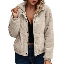 Didadihu Frühlingsjacke Damen Damen Jacke Frühling Jacke Damen Übergangsjacke Damen Übergangsjacke Bomberjacke Damen Kuscheljacke Damen,01 Beige,M von Didadihu