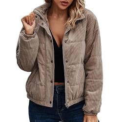 Didadihu Frühlingsjacke Damen Damen Jacke Frühling Jacke Damen Übergangsjacke Damen Übergangsjacke Bomberjacke Damen Kuscheljacke Damen,01 Coffee,M von Didadihu