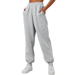 Didadihu Graue Jogginghose Damen - Damen Graue Jogginghose Sporthosen Lang Hosen Baggy Weite Jogginghose High Waist Freizeithosen Sweathose Mit Taschen Teenager Mädchen Y2K von Didadihu