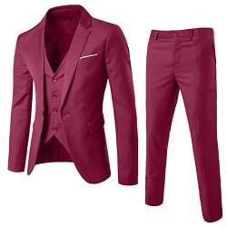 Didadihu Herren Anzug Slim Fit 3 Teilig Anzüge für Hochzeit Business Herrenanzug Sakko Anzughose Weste 2 von Didadihu