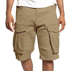 Didadihu Herren-Shorts Kurze Hosen Herren Cargo Sommer Baumwolle Chino Shorts Freizeithose Elastische Taille Mit 4 Taschen große Größe (Regulär Fit, M - 4XL) von Didadihu