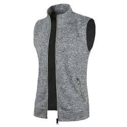 Didadihu Herren Steppweste, Ärmellos Weste Kurz Fleeceweste Arbeitsweste Stehkragen Softshell Winterweste Vest Sportweste Gefüttert Plüsch,Grau,M von Didadihu