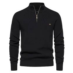 Didadihu Herren Strickpullover Half Zip V Usschnitt Dicke Winterpullover Half Zip Pulli Dicke Strickpullover Feinstrick Tactical Sweater Pulli Pullover Modern Rolli von Didadihu