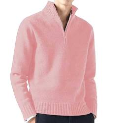 Didadihu Herren Troyer Mit Reißverschluss Ohne Kapuze Mode Strickpullover Strick Pullover Feinstrick Strickpullover Fleece Männer Sweater Pulli Sweater Mit Stehkragen Half Zip von Didadihu