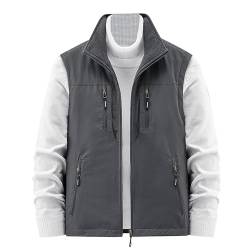 Didadihu Herren Weste Elegant - Fleece Weste Leichte Arbeitsweste Fleeceweste Ärmellos Schwarz Steppweste Softshellweste Sportweste Gefüttert Slim Fit,Grau,L von Didadihu