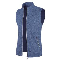 Didadihu Herren Weste Elegant Sportlich : Ärmellos Weste Kurz Fleeceweste Arbeitsweste Stehkragen Softshell Winterweste Vest Sportweste Gefüttert Plüsch,Marineblau,3Xl von Didadihu