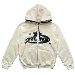 Didadihu Herren Y2K Jacke Zip Up - Hoodies Sterne Motiv Graphics Harajuku für Paare Sweatshirt Vintage Kapuzenjacke Unisex Locker Sweatjacke mit Kapuze 90er E-Girl Top Veste Homme mi Saison von Didadihu