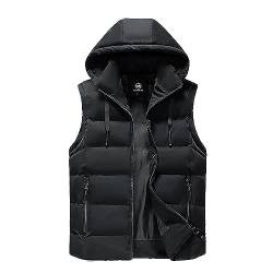 Didadihu Herrenwesten Sportlich Elegant : Kapuze Arbeitsweste Plüsch Steppweste Winterweste Herbst Winter Wärme Ärmellos Jacke Vest Pufferweste Stehkragen Warm,Schwarz,3Xl von Didadihu