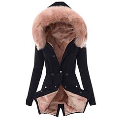 Didadihu Jacke Damen, Fleece Teddyfutter Steppjacke Winter Gefütterter Winterjacke Teddyfell Coat Warm Grosse Grössen Wintermantel Softshellmantel Übergangsjacke Leichte Teddy,Rosa,3XL von Didadihu