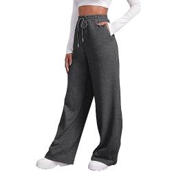 Didadihu Jogginghose Damen Lang, Damen Graue Jogginghose Sporthosen Lang Hosen Baggy Weite Jogginghose High Waist Freizeithosen Sweathose Mit Taschen Teenager Mädchen Y2K von Didadihu