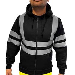 Didadihu Kapuzenpullover Herren : Work Sweatshirt Langarm Road Arbeitskleidung Arbeitspullover Warnschutz Sicherheitsjacke Reflexstreifen Warn Hoodie Kapuzenpulli Sweatjacke von Didadihu