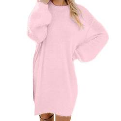 Didadihu Langarm Strickkleid Damen : Pulloverkleid Winter Warm Tunika Rollkragen Pulli Kleid Rundhals Rosa Minikleid Sweater Schwarz Oversize Strickkleid Pullikleid Strickkleider Elegant Strick von Didadihu