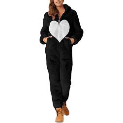 Didadihu Onesie Damen Kuschelig - Lang Flauschigem Jumpsuit Kuschelig Teddyfleece Onesie Kapuze Nachtwäsche Plüsch Weich Schlafanzug Sleepshirt Schlafoverall Langarm Warme von Didadihu