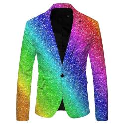 Didadihu Pailletten Jacke Herren Glitzer Outfit Anzugjacke Sportlich Party Glitzer Anzug Pailletten Anzug Slim Fit Performance Kostüm Glitzer Blazer Smoking Jacket Lila L von Didadihu