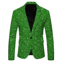 Didadihu Pailletten Jacke Herren Pailletten Sakko Anzugjacke Gold Festlich Glitzer Outfit Glitzer Anzug Slim Fit Karneval Kostüm Pailletten Anzug Smoking Anzüge Grün XXL von Didadihu