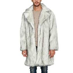 Didadihu Pelzmantel Herren Kunstpelz Mantel Cardigan Felljacke Lang Trenchcoat Fellmantel Faux Pelz Jacke Männer Winter Mantel Faux Fur Wind Coat Mit Taschen von Didadihu