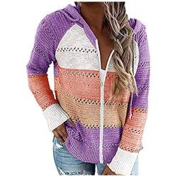 Didadihu Pullover Damen Oversize - Kapuzenpullover Hoodie Vintage College Sweatjacke Sale Fleecejacke Lang 2023 Strickjacken Kapuzenpulli Herbst Übergang Sweatkleid Herbstpullover Strickfleecemantel von Didadihu