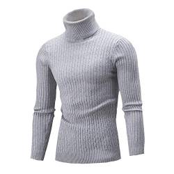 Didadihu Pullover Rollkragen Herren Hochwertiger Dicke Sweater Ohne Kapuze Rollkragenpullover Basic Rollkragenpulli Casual Modern Sweatshirt Jumper Sweater Rollkragen Grau von Didadihu