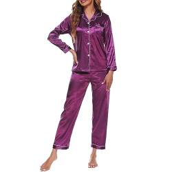 Didadihu Pyjama Set Damen Sexy Fleece Pyjamas Set Couple Cute Hausanzug Flanell Pyjama Langarm Flauschig Pyjamahose Stillpyjama Hausanzug von Didadihu