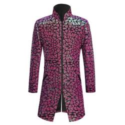 Didadihu Sakko Herren Glitzer Blazer Jacket Silvester Party Pailletten Anzug Anzüge Gold Gold Glitzer Outfit Smoking Sakkos,Hot Pink,L von Didadihu