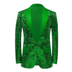 Didadihu Sakko Herren Pailletten Anzug Karneval Kostüm Festlich Party Glitzer Anzug Jacket Gold Slim Fit Glitzer Outfit Sakkos Anzüge,Grün,L von Didadihu