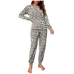 Didadihu Schlafanzug Damen Set Winter XL Pyjama Sets Baumwolle Capri Pyjamahose Flanell Pyjama Couple Kuschel Schlafanzug Pyjama Sets Pyjamahose von Didadihu