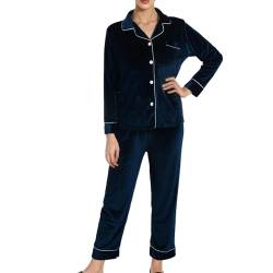 Didadihu Schlafanzug Damen Winter Warm Cute Nachtwäsche Flanell XL Schlafanzug Couple Pyjama Hosen Frottee Matching Pyjamas Set Pyjamahose Hausanzug von Didadihu