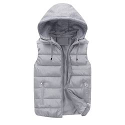 Didadihu Steppweste Herren Leicht, Kapuze Elegant Winterweste Bodywarmer Männer Steppweste Freizeit Übergangsjacke Mit Kapuze Braun Jacke Arbeitswesten Trachtenweste Vintage Fleece Gefütterte von Didadihu