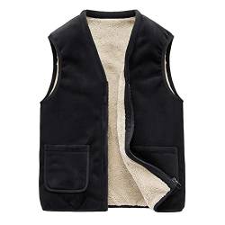 Didadihu Steppweste Herren Winter - Freizeit Weste Plüsch Fleeceweste Ärmellos Jacke Ärmellos Warm Steppweste Vest Pufferweste Gefüttert Essentials,Schwarz,5Xl von Didadihu