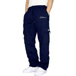 Didadihu Sweathose Jogger Sporthose Extra Lang Herren Weite Baumwoll Jogginghose Baumwolle Fitness Hose Jogging Herren Gym Hose Men's Activewear Für Herren Jogginghose Baggy 206,Marineblau,3XL von Didadihu