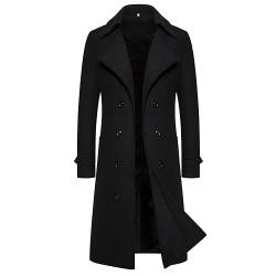 Didadihu Winter Mantel Herren - Flanell Wolle Parka 3xl Lang Winter Jacke Business Filzmantel Schwarz Herbst Kurzmantel Stoffmantel Herbstmantel Freizeit Warm von Didadihu