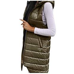 Didadihu Winterjacke Damen Sale - Steppjacke Elegant Lang Longweste Schwarz Trachtenweste Ärmellos Leicht Westen Gilet Italienische Mode Mantel Daunenjacke Arbeitsweste Sale von Didadihu