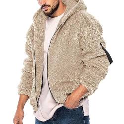 Gefütterte Strickjacke Herren, Norweger Softshell Fleecejacke Mit Fleece Fell Teddy Jacke Kariert Hoodie Schwarz Reissverschluss Sweatjacke Fleeceshirt Wanderpullover Outdoor Dicke von Didadihu