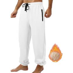 Jogginghose Herren Baggy , Jogginghose Herren Baumwolle Thermohose Breite Baggy Cargohose Schlaghose Warme Gefütterte Y2K Sweathose Winter Graue Track Pants Haushose Mit Reißverschluss Taschen von Didadihu