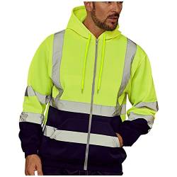 Kapuzenpullover Herren - Mit Kapuze Hoodie Sicherheits Leicht Pullover Sweatjacke Arbeitskleidung Sichtbarkeit Arbeitsjacke Reflective Sanitation Sicherheitsjacke Straßenarbeitskleidung Softshelljacke von Didadihu