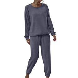 Schlafanzug Damen Zweiteiliger Mädchen Einteiler Schlafanzug Winter Skiny Loungewear Warm Nachthemd Sexy Knopfleiste Schlafanzug Hose Jumpsuit Overall Kuschelig Ladies von Didadihu