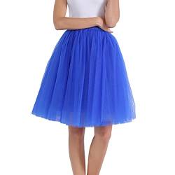 Tüllrock Damen Unterrock Tütü Rock Hohe Taille Elastische Petticoat Tüllrock Party Rockabilly Tüll Rock Midirock Crinoline,Dark Blue,XXL von Didadihu