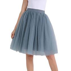 Tüllrock Damen Unterrock Tütü Rock Hohe Taille Elastische Petticoat Tüllrock Party Rockabilly Tüll Rock Midirock Crinoline,Dunkelgrau,XXL von Didadihu