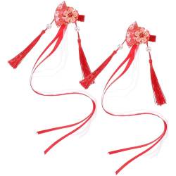 Didiseaon 2 Stk Fan-Haarnadel Blumen-Haarspangen Japanische Fan-Haarspangen Tiara Schleife Haarspangen für Mädchen dekorative Haarspangen die Blumen Kopfbedeckung Geisha rot von Didiseaon